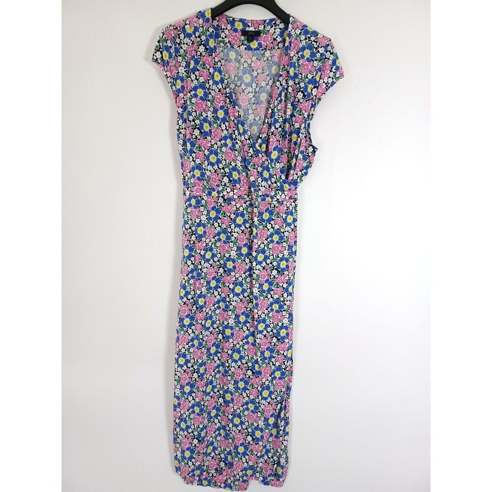 J.CREW  Wrap Dress Floral Cap Sleeve Midi Cottagecore Preppy Womens XL